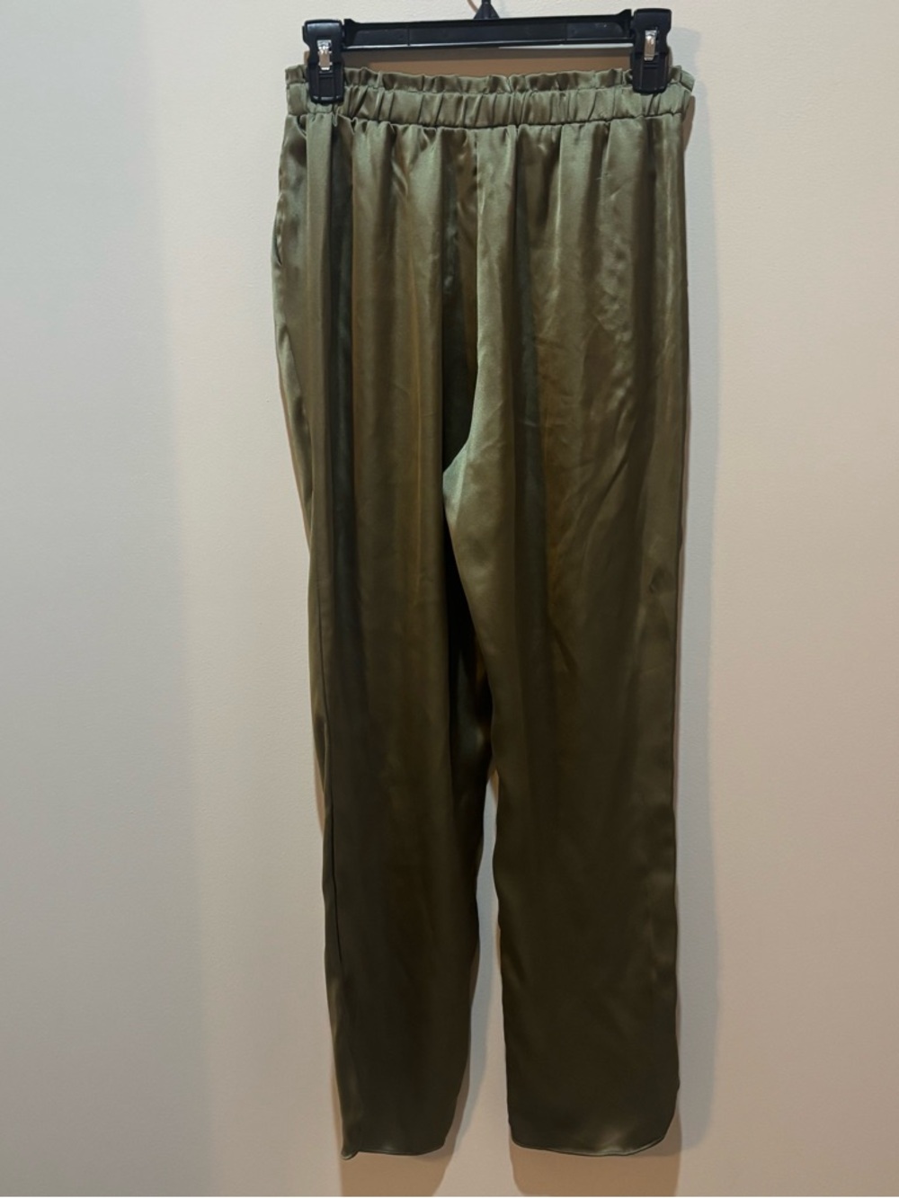 DO+BE Olive Green Satin Elastic Waist Pants - Picture 3 of 4